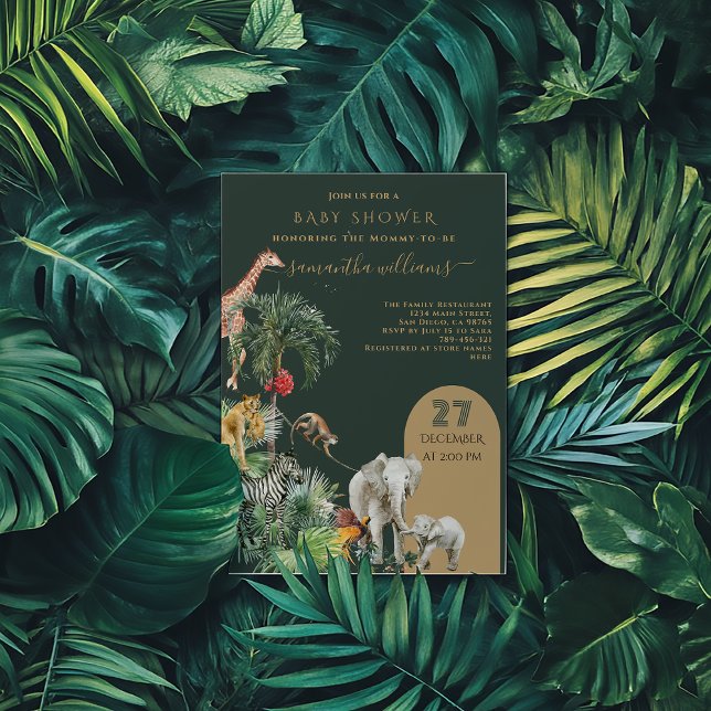 Invitation Safari Animal Jungle Vert Baby shower tropical (Créateur téléchargé)