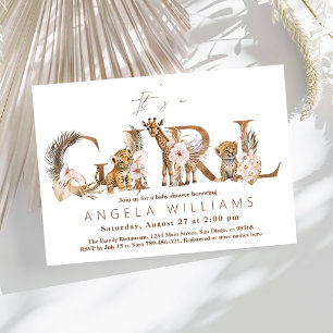 Invitation Safari Animal Tropical Floral Girl Baby shower