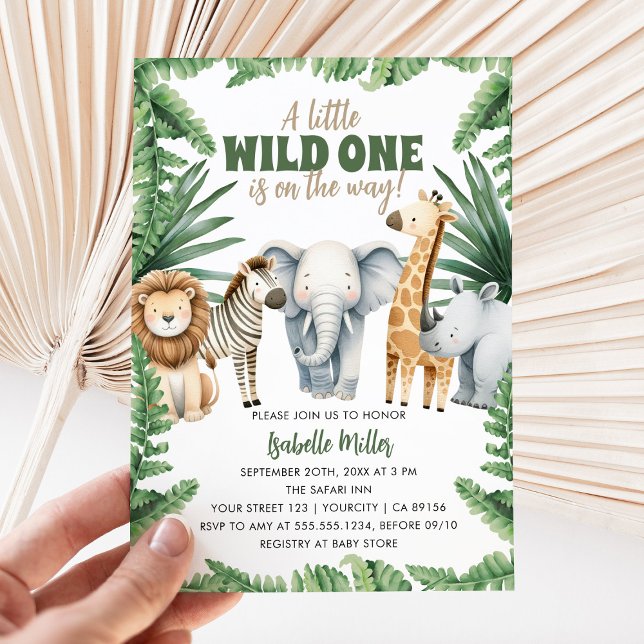 Invitation Safari Animal Wild Un Baby shower neutre genre (Créateur téléchargé)