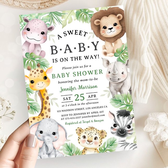 Invitation Safari Animals Baby Shower Gender Neutral Jungle (Créateur téléchargé)