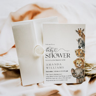 Invitation Safari Animaux Baby shower moderne