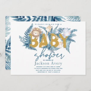 Invitation Safari Animaux Baby shower tropical
