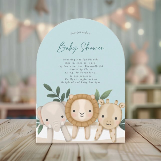 Invitation Safari Animaux Baby showers Garçons (Créateur téléchargé)