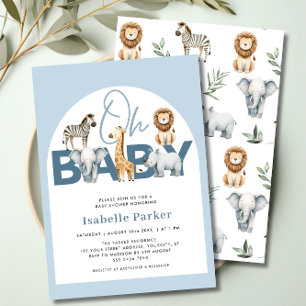 Invitation Safari Animaux Baby showers Garçons