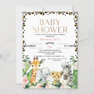 Invitation Safari Animaux Cheetah Baby shower d'impression
