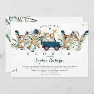 Invitation Safari Animaux Conduite Par Baby shower Verdure Or
