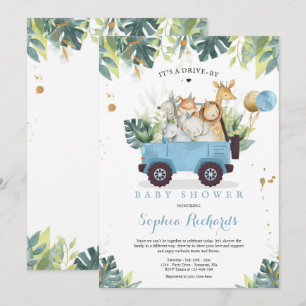 Invitation Safari Animaux Conduite Par Baby shower Verdure Or