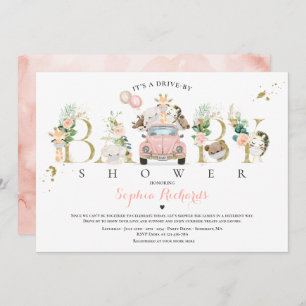 Invitation Safari Animaux Conduite Par Baby shower Verdure Or