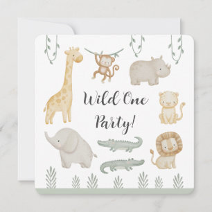 Invitation Safari Animaux de Fête Personnalisé pour le Premie
