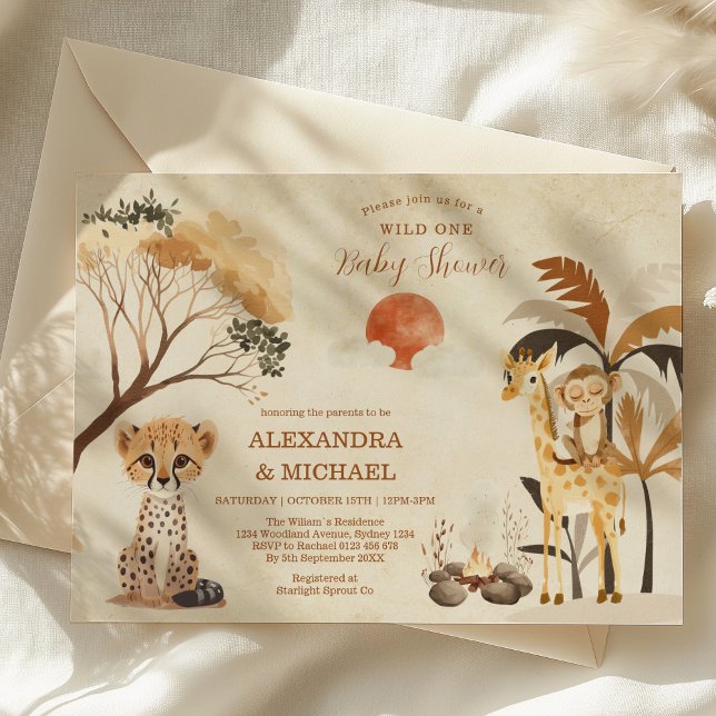 Invitation Safari Animaux de la Fête de Naissance de Garçon (Créateur téléchargé)
