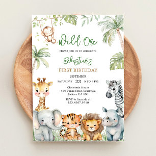 Invitation Safari Animaux de la Jungle Anniversaire Enfants