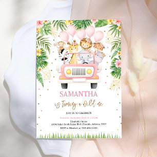 Invitation Safari Animaux de la Jungle Anniversaire Enfants 