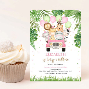 Invitation Safari Animaux de la Jungle Anniversaire Enfants