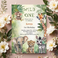 Safari animaux de la jungle pour 1er anniversaire