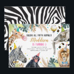 Invitation Safari Animaux Fête Fille Or rose Anniversaire<br><div class="desc">Donnez le ton à votre fête avec ces invitations élégantes sur le thème Safari Animals. Pour une fille Anniversaire.</div>
