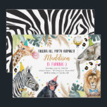 Invitation Safari Animaux Fête Fille Or rose Anniversaire<br><div class="desc">Donnez le ton à votre fête avec ces invitations élégantes sur le thème Safari Animals. Pour une fille Anniversaire.</div>
