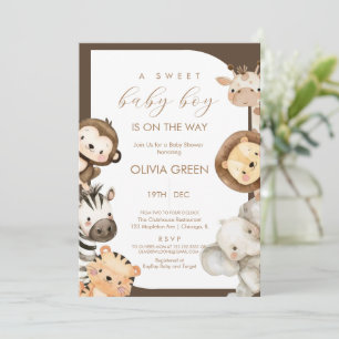 Invitation Safari Animaux Garçon Baby Shower