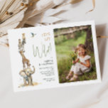Invitation Safari Animaux "Let's Get Wild" Photo Anniversaire<br><div class="desc">Fêtez la journée spéciale de votre petit avec nos animaux safari "Let's get wild" photo invitation anniversaire, parfait pour une occasion mignonne et fantasque! Il présente un thème animal safari moderne avec d'adorables créatures de jungle comme un singe, un éléphant, une girafe, un lion et un zèbre. Avec son paysage...</div>
