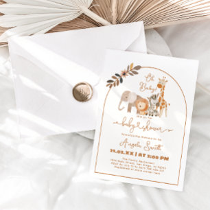 Invitation Safari Animaux minimaliste Baby shower simple
