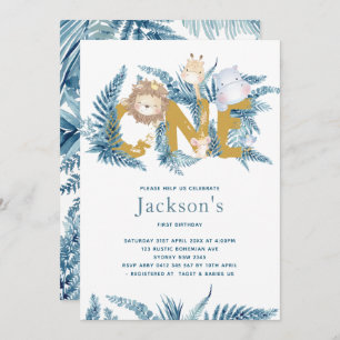 Invitation Safari Animaux premier anniversaire