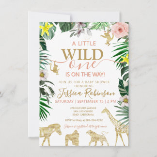 Invitation Safari Animaux Sauvages Fille Baby Shower