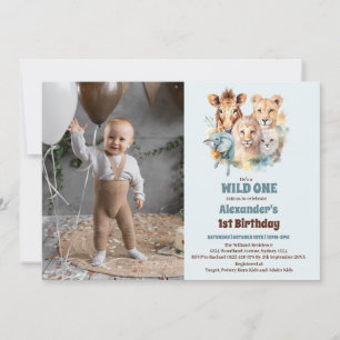 Invitation Safari Animaux sauvages Un 1er anniversaire
