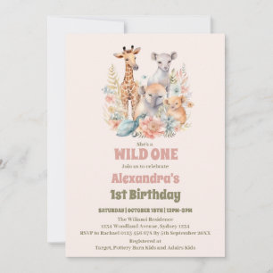 Invitation Safari Animaux sauvages Un 1er anniversaire