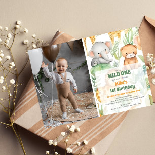 Invitation Safari Animaux sauvages Un 1er anniversaire