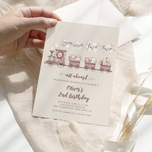 Invitation Safari Animaux Train 2e anniversaire