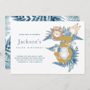 Invitation Safari Animaux Tropical 3e anniversaire