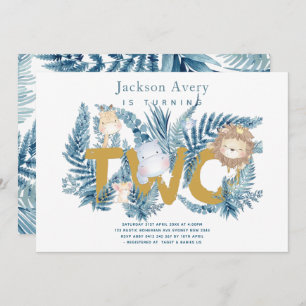 Invitation Safari Animaux Tropical Deuxième Anniversaire