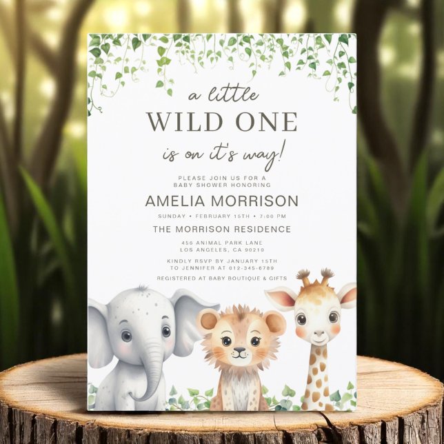 Invitation Safari Animaux Wild One Boys Baby shower (Créateur téléchargé)