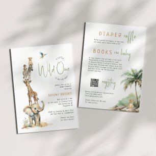 Invitation Safari Animaux "Wild One" Tout en un Baby shower