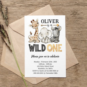 Invitation Safari Animaux Wild Un Anniversaire Fête Invitatio