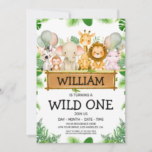 Invitation Safari Animaux Wild Un Anniversaire PHOTO Invitati