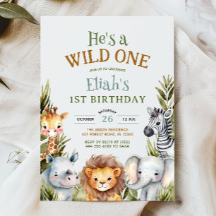 Invitation Safari Animaux Wild Un premier anniversaire