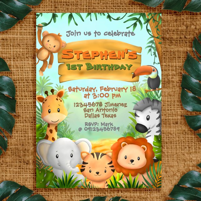 Invitation Safari Anniversaire (Safari Birthday Invitation )