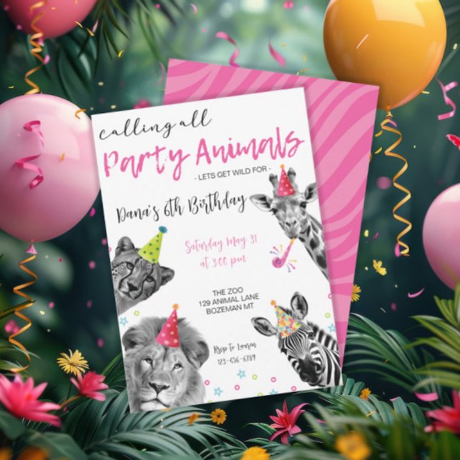 Invitation Safari Appeler tous les animaux Fête sauvage (Créateur téléchargé)