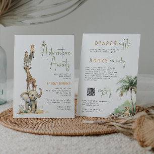 Invitation Safari Aventure Attend   Tout en un Baby shower