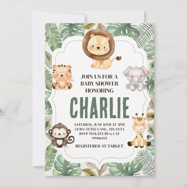 Invitation Safari Baby Shower (Devant)