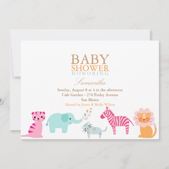 Invitation Safari Baby shower neutre pour les femmes Invitati (Devant)