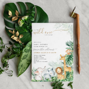 Invitation Safari Bébé Animaux Baby shower de verdure