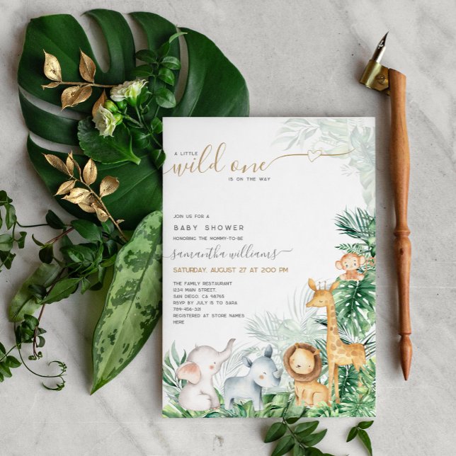 Invitation Safari Bébé Animaux Baby shower de verdure (Créateur téléchargé)