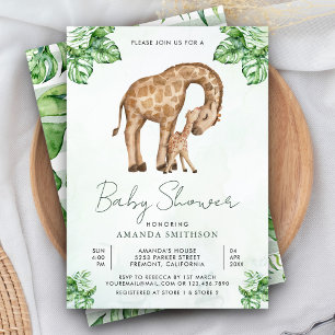 Invitation Safari Bébé Girafe et Maman Baby Shower