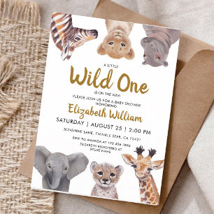 Invitation Safari Bébés Animaux Petite Sauvageonne Douce Invi