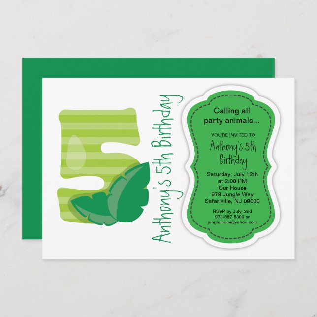 Invitation Safari Big Five célèbre son 5e anniversaire (Devant / Derrière)