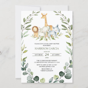 Invitation Safari Boy Jungle Animaux Baby shower