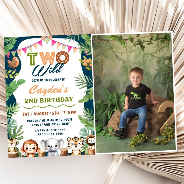 Invitation Safari Boy Two Wild 2nd Boy Birthday Photo (Créateur téléchargé)
