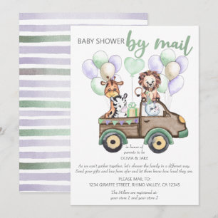 Invitation Safari Camion et animaux mignons Baby shower par l