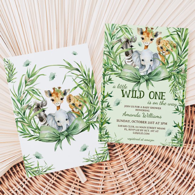 Invitation Safari d'Animal Sauvage Fleurs Bébé sur le Thème (Créateur téléchargé)